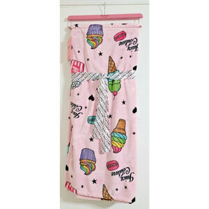Juicy Couture Premium Pink Plush Throw Blanket Ice Cream/Macaroon/Popcorn 50x70"